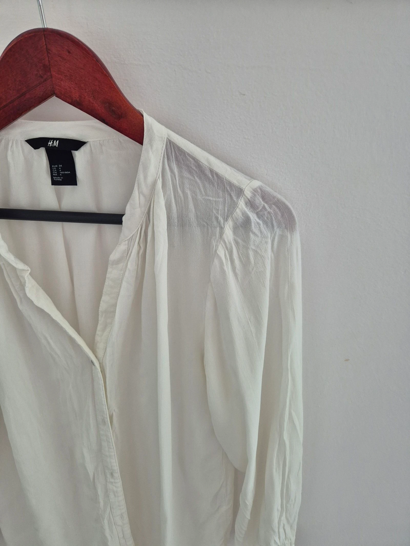 ​H&M Luchtige Off-White Blouse met Ruches & V-Hals – Maat XS (34) – photo 5